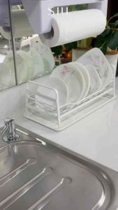 Rak Dapur Mangkok Gelas Minimalis Rapi Organizer Piring Lemari Dapur Besi Tahan Karat