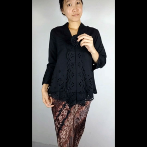 Atasan Kebaya Encim Modern Warna Hitam / Kebaya Moderen Hitam Polos / Kebaya Akad Denaya