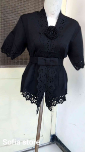 Atasan Kebaya Encim Lengan Pendek Warna Hitam Viani