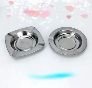 Asbak Rokok stainless steel Persegi Kotak Ashtray Mangkok Bulat