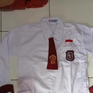 SETELAN SERAGAM SEKOLAH SD MERAH PUTIH PEREMPUAN BAJU PANJANG ROK PANJANG LENGKAP