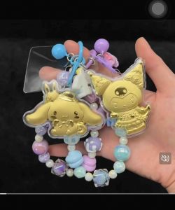 [SG STOCK] Kuromi Cellphone Keychain | My Melody | Cinnamorol Cellphone Lucky Keychain Bracelet Gold Plated