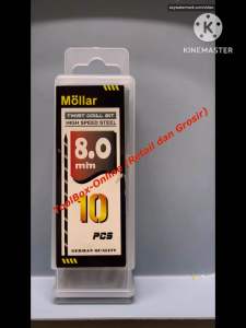 1 Pak (10 Pcs) Mata Bor Besi HSS MOLLAR 8 mm