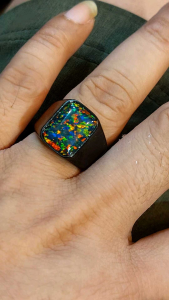 CINCIN TITANIUM PERMATA KALIMAYA BLACK OVAL