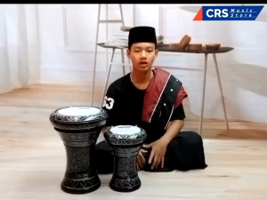Darbuka Kayu / Dumbuk 6 Atau 8 inch Hitam Corak Silver Mika Putih