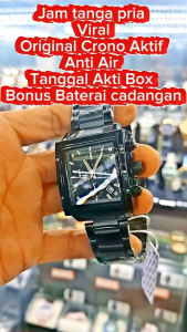 TERBARU JAM TANGAN FASHION PRIA ANTI AIR MODEL KOTAK KARTU GARANSI PAKET BOX BONUS BATERAI CADANGAN