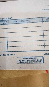 paket  Rp 25000 dapat 20 buku.nota kontan kertas buram. ukuran 8 × 105 cm .isi 50 lembar.READY STOCK