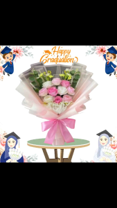 Buket Bunga Wisuda Artificial Graduation Anniversary Valentine Ulang Tahun Kado Bucket Bouquet