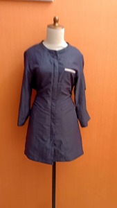 mini dress wanita abu tua HANG BANG cewek M L serut pinggang blouse korea