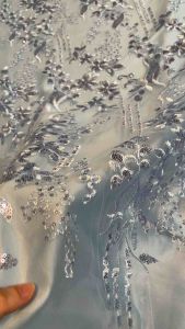 Kain Brokat Tile Bordir Payet Gracia Warna Rosegold