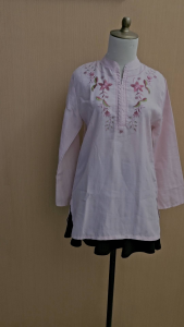 atasan tunik wanita pink ZULFA cewek M lengan panjang santai blouse