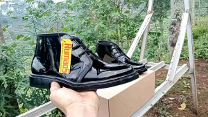 sepatu PDH harian tali liga kulit premium kilap