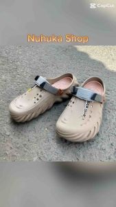[CHÍNH HÃNG LỖI CẮT] Dép crocs echo nâu socola ENS quai dù tặng kèm sticker