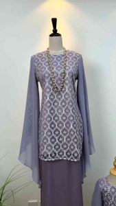 🌹BAJU KURUNG WANITA LILAC🌹 Baju Kurung Lace Plus Size S(36)-10XL(60) Baju Raya 2026 Muslimah Fesyen Sedondon
