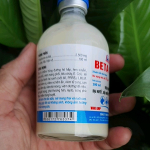 Kháng sinh thế hệ mới. Phòng viêm vú viêm tử cung viêm phổi viêm móng tiêu chảy BETA CEF 25 100ml. dùng trong thú y