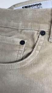 Celana Pria Corduroy BOSS SELECTION Melar Warna Kream - Regular Standar