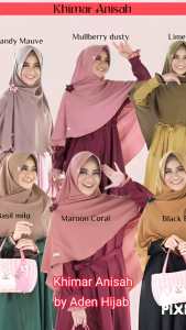 Khimar Syari Anisah by Aden Hijab Pad Antem Jumbo Bahan Ity Nom Branded Premium