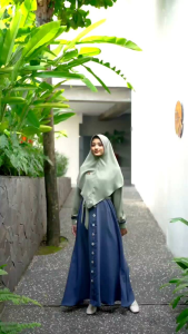 Gamis Maira Two Tone by Aden Hijab Branded Premium Dress Set Khimar