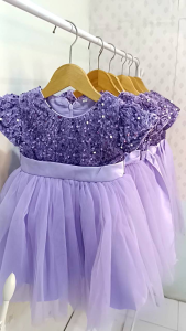 Dress Anak Ungu Purple Gaun Pesta Fashion Cantik Casual