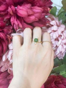 nhẫn nữ vàng tây đính đá ngọc bích tự nhiên vip và đá quý nhẫn đá phong thuỷ trang sức thiết kế đủ hoá đơn thẻ bảo hành