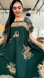 Daster Jumbo Rayon Lengan Pendek Busui Depan Kancing Adem