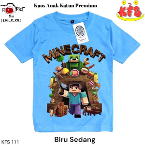 KFS 111 Aju Kaos Minecraft Anak Laki-laki & Perempuan Katun Lembut Fashion Harian Santai