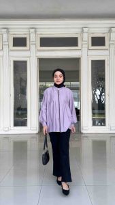ZIE BLOUSE POLO LINEN RENDA SIZE M L XL XXL - ATASAN WANITA RENDA POLOS