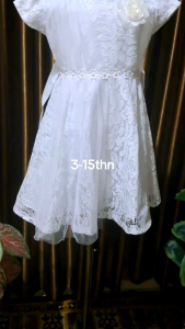 GAUN ANAK WARNA PUTIH BAHAN BROKAT PREMIUM 100% REALPIC VARIASI SLENDANG