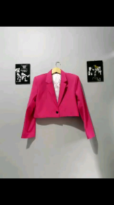 F.B - [001] Blazer Wanita Crop Lengan Panjang Korean Style Warna Sage Pink Terracota Biru