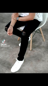 Celana jeans pria panjang skinny pensil sobek lutut Warna Abu-abu - Celana Jeans Pria Sobek Dengkul - Celana panjang pria jeans Ripped - Celana Jins Pria Panjang - Celana Panjang Pria Robek Robek- Celana Panjang Pria Pensil bahan Shofjeans- bintang samudr