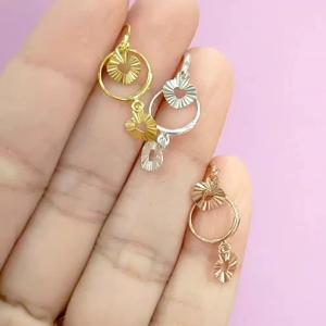 Anting Kenip Anak Model Gantungan Love Ukir Perak 925 Lapis Mas
