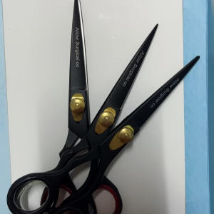 Barber scissors black one : black red and gray