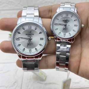 MIRETE Jam Tangan Couple Analog Tipe 9036A Rantai Stainless Water Resistant Free Box Realpict By Dumai.Store