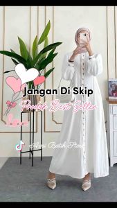 ZAHIRA DRESS BORDIR MOTIF BUNGA BAHAN CRINKLE KANCING DEPAN HIDUP/GAMIS KEKINIAN TERBARU DAN BEST SELLER