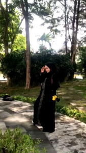 SABELLA ABAYA GAMIS HITAM BORDIR AZIZAH JETBLACK TURKEY SAUDI