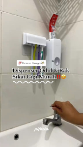 Dispenser Odol Tempat Sikat Gigi Set Rak Kamar Mandi Toothpaste Penjepit Brush Holder