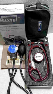 Baxtel Aneriod Sphygmomanometer With Burgundy Deluxe Stethoscope Set