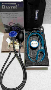 Baxtel Aneroid Sphygmomanometer Blood Pressure Monitor With Teal Deluxe Stethoscope
