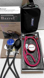 Baxtel Aneroid Sphygmomanometer Blood Pressure Monitor With Magenta Deluxe Stethoscope