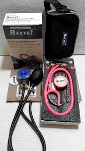 Baxtel Aneriod Sphygmomanometer With Pink Deluxe Stethoscope Set