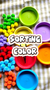 Mainan Montessori Sorting Color - Klasifikasi Warna Pom Pom