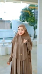 ABAYA TUNIK UZBEK By HUSNA ONE SET - Bahan Jersey Premium 3in1 Tunik+Rok+hijab