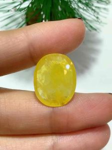 ธนาภรณ์✨พลอยบุษราคัม 12.75 กะรัต สีเหลือง เจียระไนเหลี่ยม หน้ากว้าง พลอยแท้100%(GSH1170)