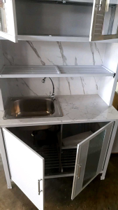 ตู้ครัวอลูมิเนียม 110 CM TOPอ่าง+หิน / สินค้าเมืองไทย