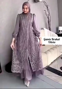 Gamis Brukat Olivia M L XL XXL 3XL: Pilihan Terbaik untuk Pesta