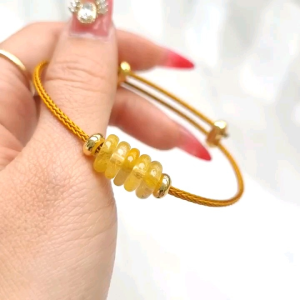 Q636 Vòng ngũ điếu Thạch Anh Tóc Vàng dây cáp Thổ và Kim - Phong Thuỷ TUDO P