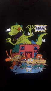 Kaos T Shirt Pria Rugrats Running Away From Reptar