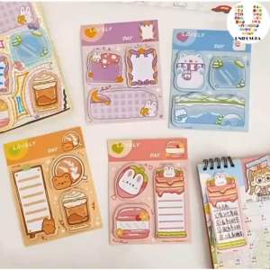 [UNIKUSUKA] Sticky Note Memo Pad Motif Kawai warna pastel isi 60 lembar