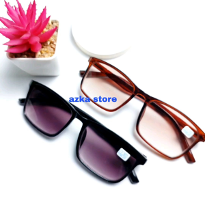 Kacamata Minus Kotak Pria Wanita: Lensa Warna Permanen & Frame Kotak Gratis