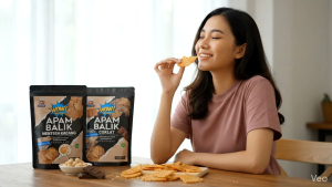 WOW! Apam Balik Crisps Peanut Butter Spread - Menteega Kacang - Coklat. Black packaging two flavors crisps nuts chocolate. Snack time kitchen table.